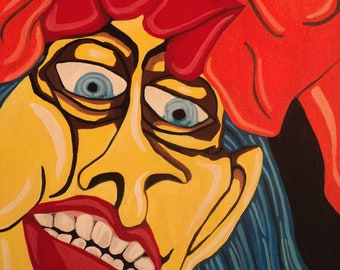 Vehement -9x12in Acrylic Original Painting Surreal Abstract