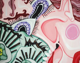 Scribble Squabble -9x12in Acrylic Original Painting Surreal Abstract