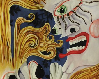 Beside -9x12in Acrylic Original Painting Surreal Abstract