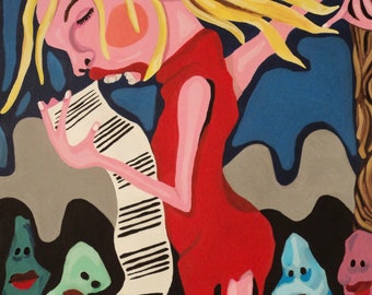 Speaker -9x12in Acrylic Original Painting Surreal Abstract