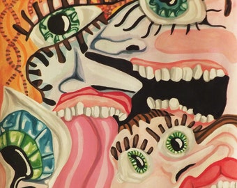 Sticky-Original Acrylic Painting 9x12in