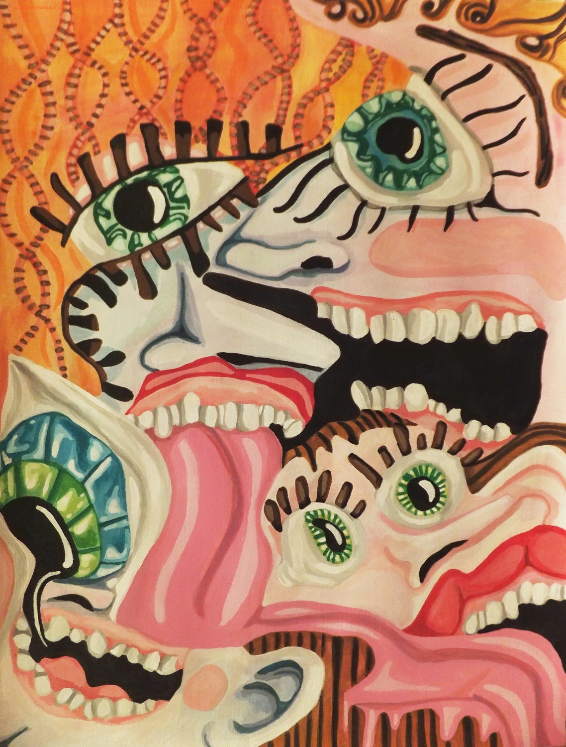 Stickyoriginal Acrylic Painting 9x12in Etsy