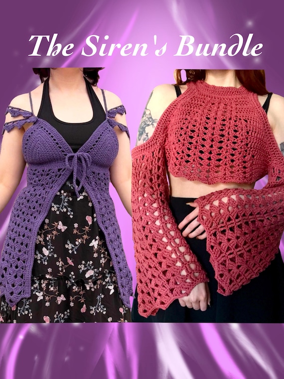 Siren's Bundle: Crochet Vest and Crop Sweater (PDF Pattern | ENGLISH) | for casual wear, Festival, Ren-Faire and Cosplay!