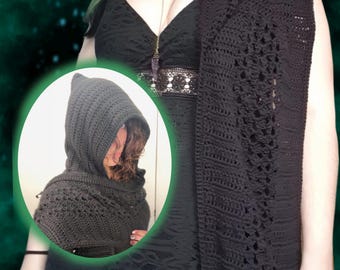 Persephone's Veil - English Crochet Pattern / Hood & Scarf Combination - UNISEX - fantasy-inspired, for casual wear and cosplay