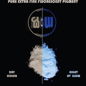 Fluorescent Clear White Pigment - Neon Blue UV Reactive Color Changing. Glow In The Dark Invisible Powder For Resin, Art, Nail, Artist Gift