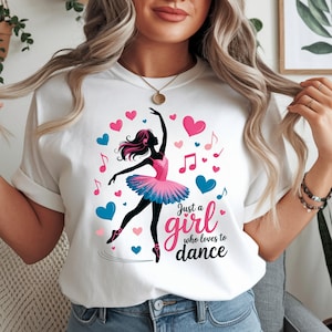 Ballet Dance Sublimation PNG – Just a Girl Who Loves to Dance – Ballerina Silhouette Clipart for Sublimation Projects