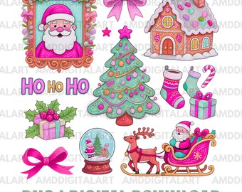 Clipart Noël BCBG PNG | Design sublimation des fêtes (téléchargement numérique)