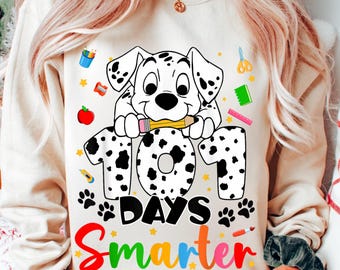 101 Tage Smarter Dalmatiner Hund PNG - Lehrer Shirt Design (Digitaler Download)