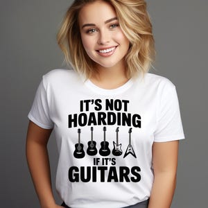 Funny Guitar Sublimation Design PNG – &quot;It&#39;s Not Hoarding If It&#39;s Guitars&quot; – Music Lover Digital Download for Musicians & Rock Fans