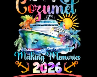 コスメル島クルーズ 2026 ファミリーバケーションデザイン（デジタルダウンロード PNG）