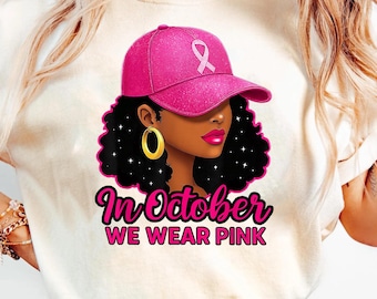 Pink Ribbon schwarze Frau PNG - Brustkrebs Bewusstsein Clipart (digitaler Download)