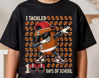 Ich habe 100 Schultage angepackt PNG | Tupfen Fußball Jungen 100.Tag Shirt | Kinder Sport Schule Design | Digitaler Download