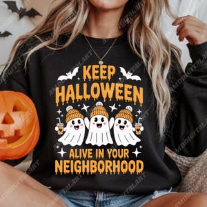 Keep Halloween Alive SVG PNG, Cute Ghosts Clipart, Funny Halloween svg, Ghost Coffee png, Spooky Fall Sublimation, Cricut Design