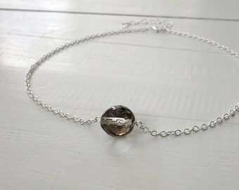 Chain Choker Necklace Minimalist Single Sparkly Glass Bead Collar Necklace Short Dainty Chain Necklace for Women