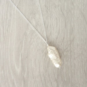 Collier minimaliste en argent avec pendentif perle d'eau douce blanche Collier chaîne en argent Collier délicat en argent pour femme image 4