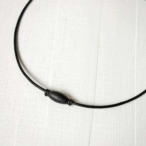 Leather Necklace Black Metal Bead Leather Cord Unisex Necklace Minimalist Style Black Necklace for Men for Women image 4