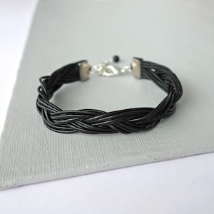 Braided Leather Bracelet Black Cords Wide Braid Bracelet Unisex Style Leather Bracelet for Women for Men