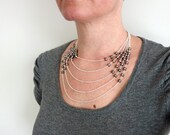 Statement Necklace Peacock Pearls Multi Strand Chains Necklace Statement Layered Chain Bib Necklace for Women