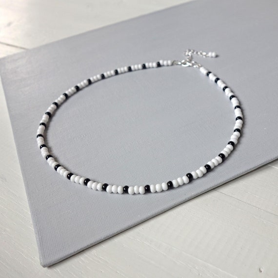 Seed Bead Small White Beaded Choker Minimalist Beaded