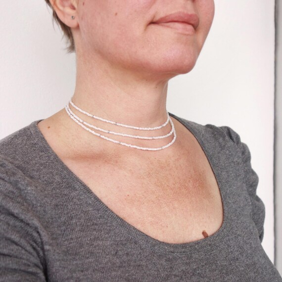 Layered Choker Halskette WeiB Rocailles Multi Stranded Kragen Halskette WeiB Perlen Choker fur Frauen Etsy