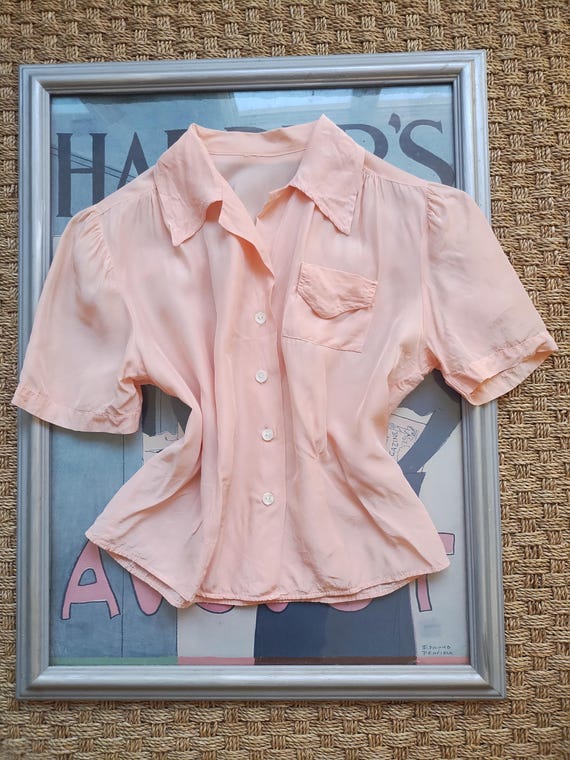 1940's peach rayon blouse - image 4