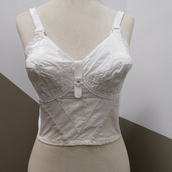 1950s NOS Pink Satin Long-Line Bra Corset