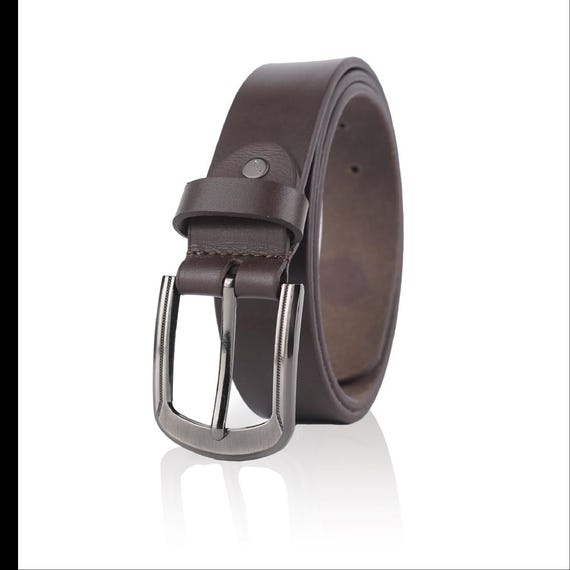 Dark Brown Leather Belt With Metal Buckle in 35mm for Formal  display picture 2
