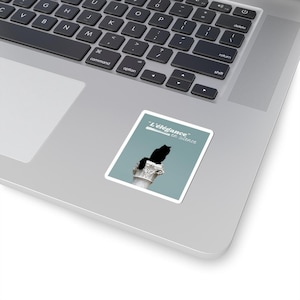 Elegant Cat Sticker - Minimalist Black Cat Laptop Sticker,  Gif for Cat Lovers