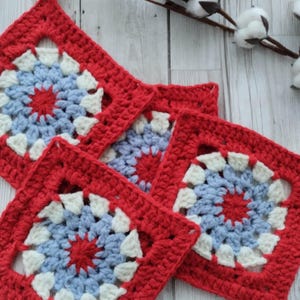 set of squares, crochet motifs, loose knit squares, granny square