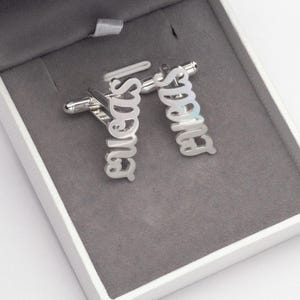 Engraved Cufflinks, Custom Engraved 925K Silver Cufflinks, Unique Men&#39;s Accessory, Handcrafted Luxury Jewelry | Ideal Personalized Gift