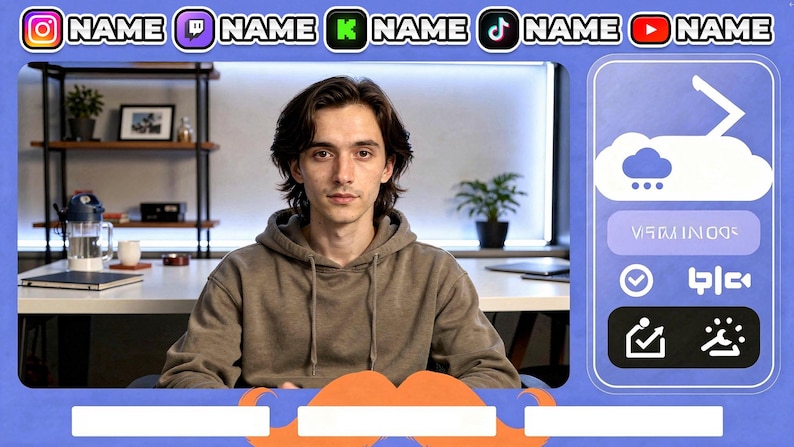 Custom Social Media Name Bar Overlay for Twitch Kick Discord Tiktok ...