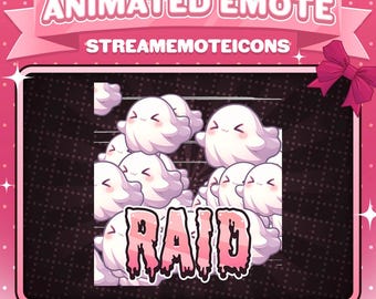 Animated Raid Ghost Emote | Twitch, Discord, YouTube Streaming Emote | Cute Pink Halloween Ghost | Funny Raid Meme Emote Digital Download