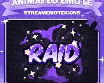 Animated Purple Raid Emote for Twitch and Kick | Cute Kawaii Streaming Emote | Animated Raid Alert Emoji | Digital Download