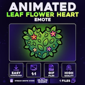 Lövblomma Hjärta Emote – Animerad Natur Kärlek Emoji Gif för Twitch & Discord Streams