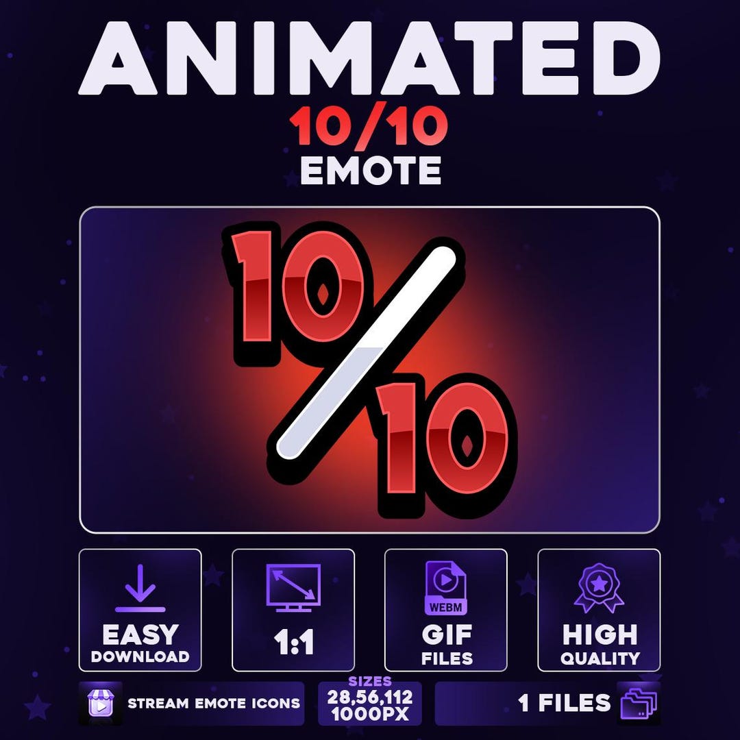 Animated 10/10 Emote – Premium Red Text Rating for Twitch & Discord ...