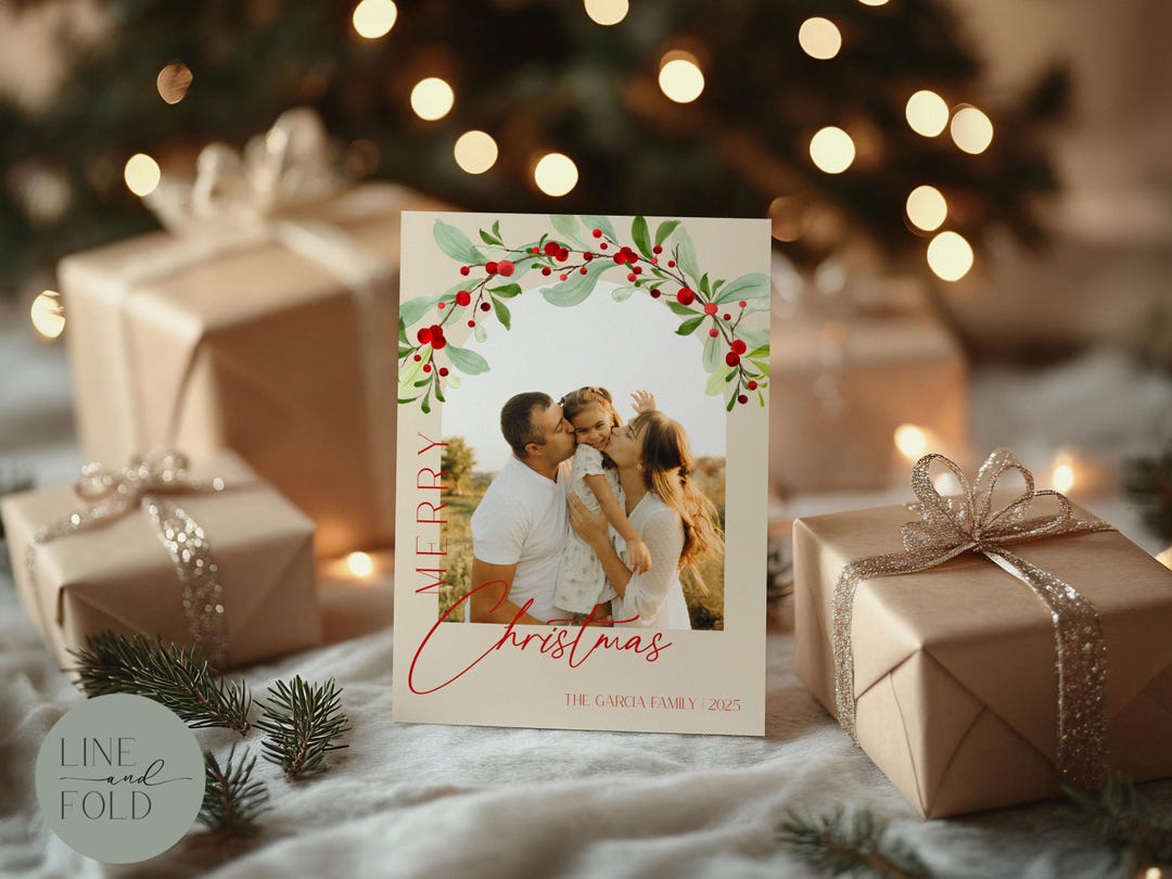 Family Christmas Card Template | Photo Holiday Card | Editable Canva ...