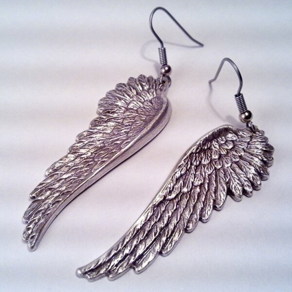 Hanging Angel Wing Earrings (Steampunk Jewelry by Steam Designs)