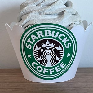 Starbucks Coffee Cupcake Wrappers... Fully Assembled...set of 12...Starbucks Birthday, Coffee Party, Starbucks Party, Barista, Teen Birthday