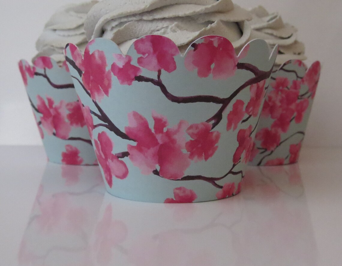12 Floral Cupcake Wrappers...set of 12...fully Etsy