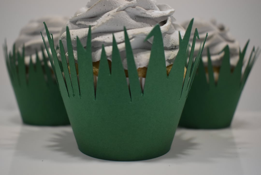 12 Dark Green Grass Cupcake Wrappers...set of 12... Completely