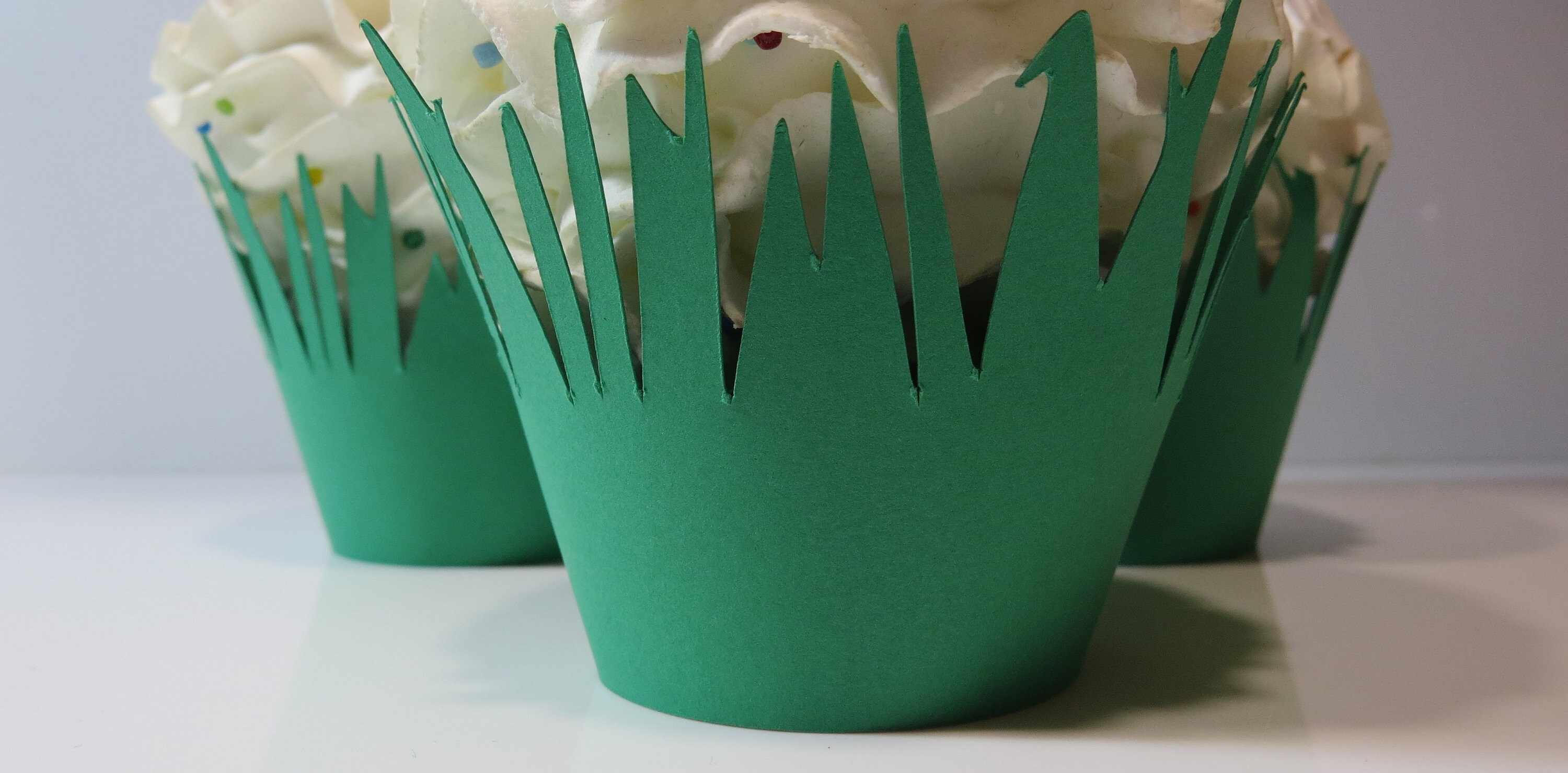 12 Green Grass Cupcake Wrappers...Set of 12... Completely Etsy