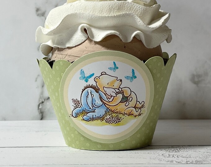 12 Winnie the Pooh Cupcake Wrappers...classic/vintage Pooh...fully