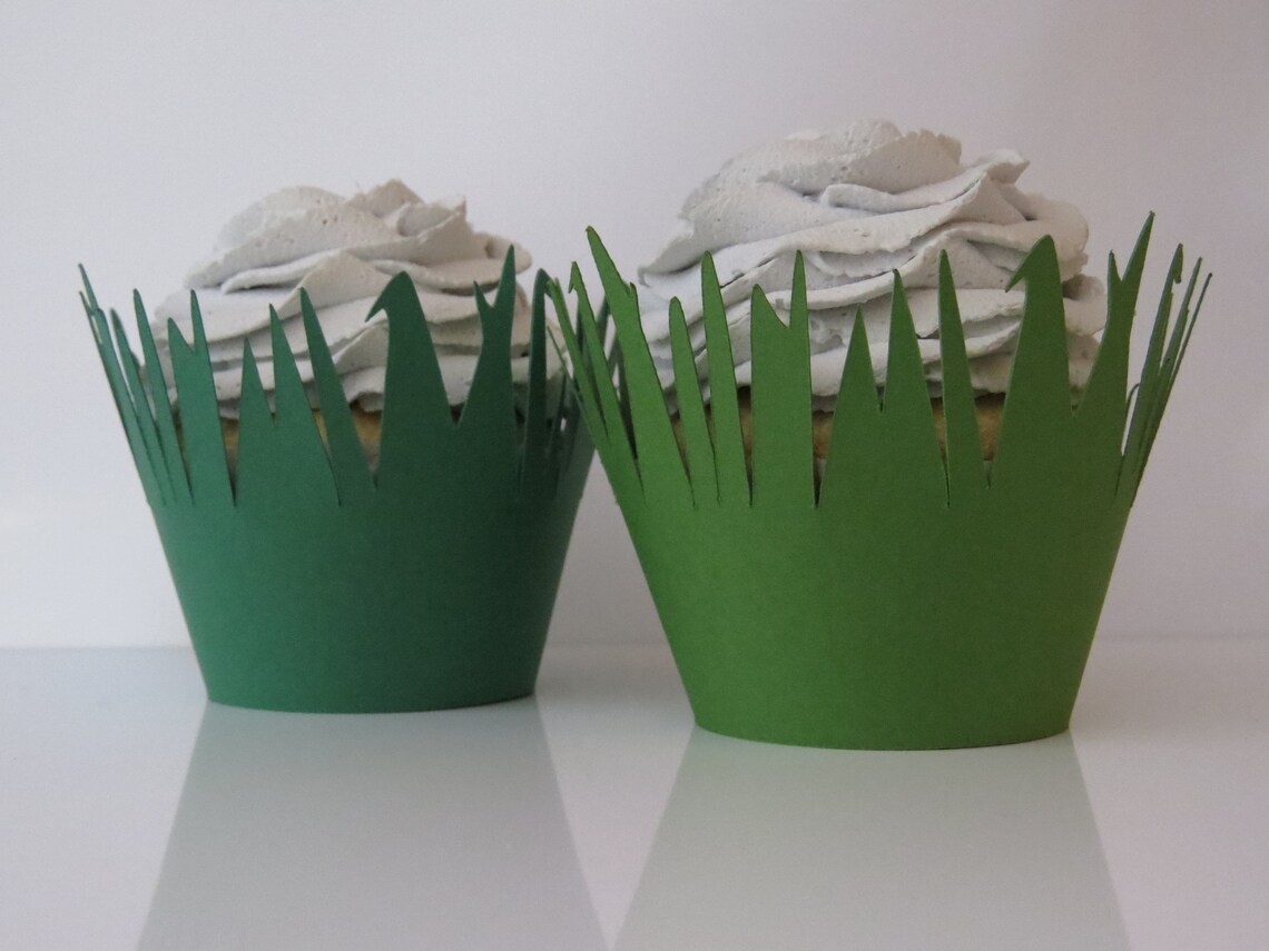 Grass Cupcake Wrappers Set of 12.....dark Green and Jungle Etsy