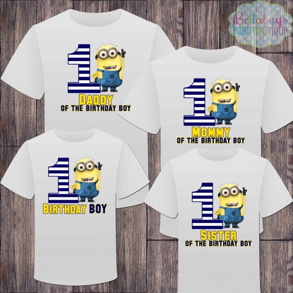 Matching Minion Family First Birthday Boy Tshirts Matching Etsy