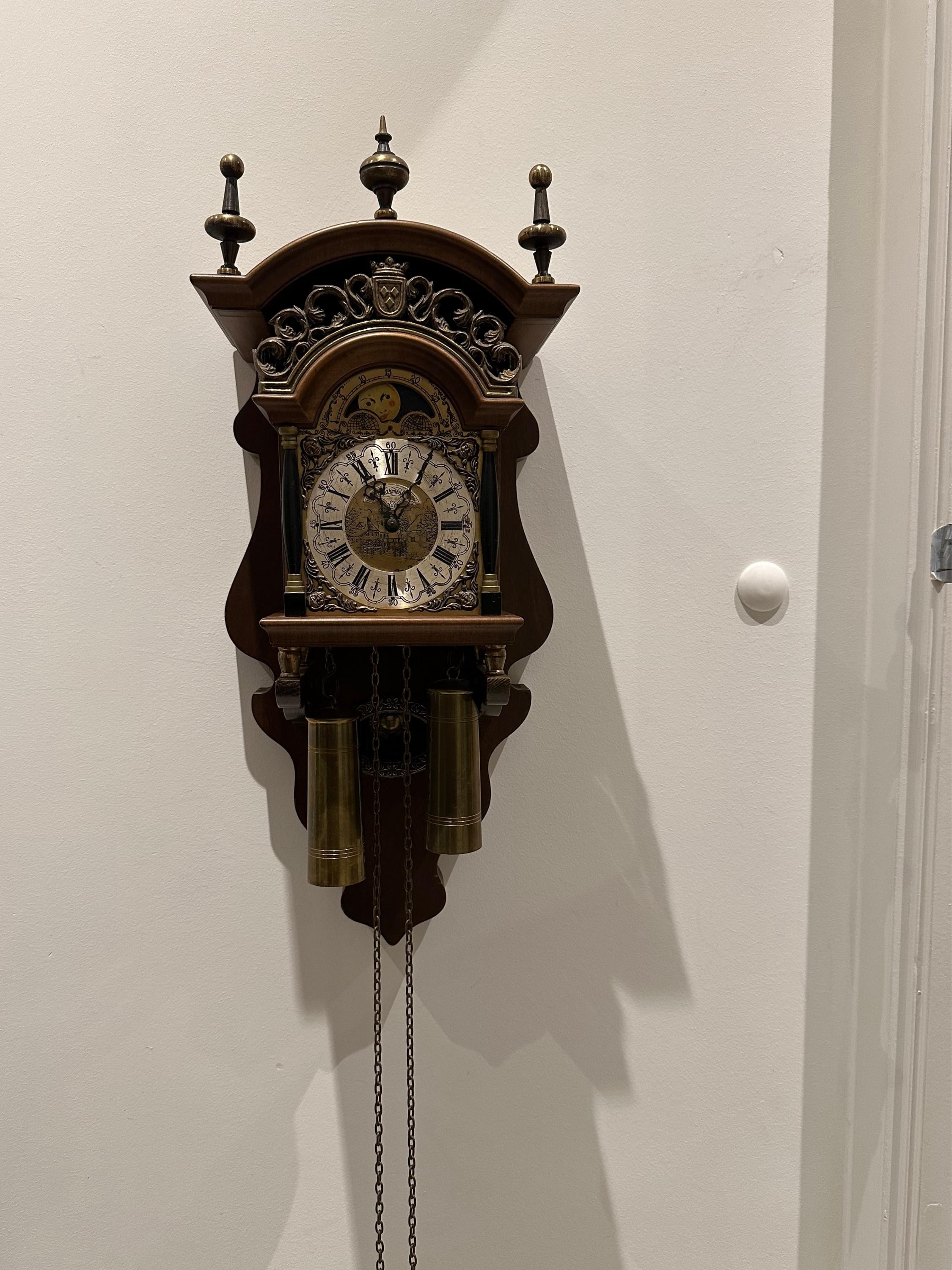 Vintage Warmink WUBA Dutch Wall Clock – Mechanical Weight Driven
