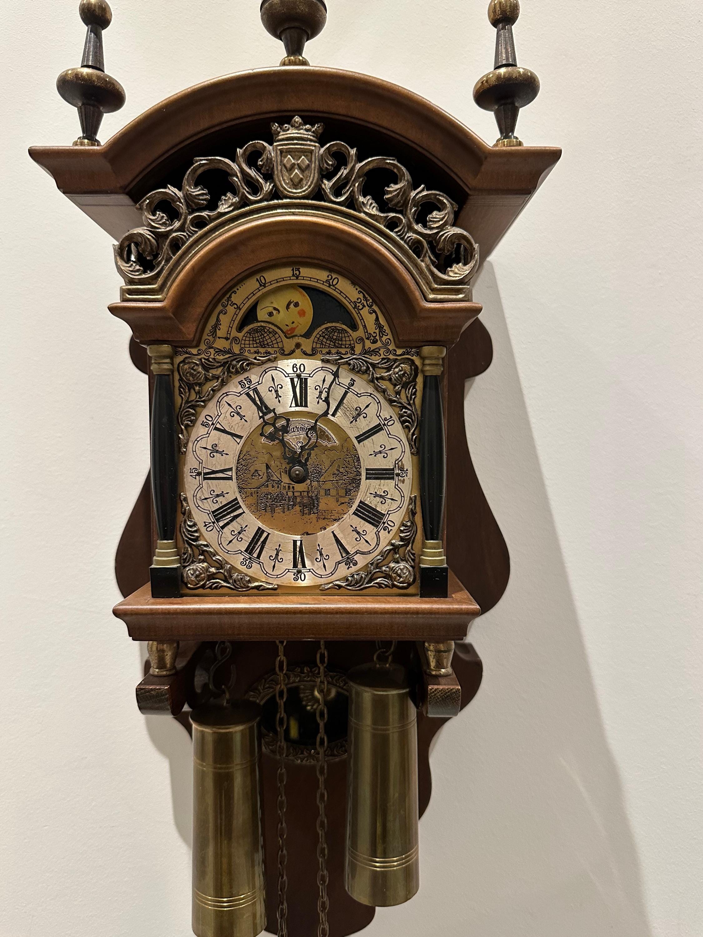 Vintage Warmink WUBA Dutch Wall Clock – Mechanical Weight Driven