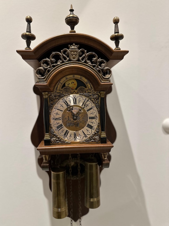 Vintage Warmink WUBA Dutch Wall Clock – Mechanical Weight Driven