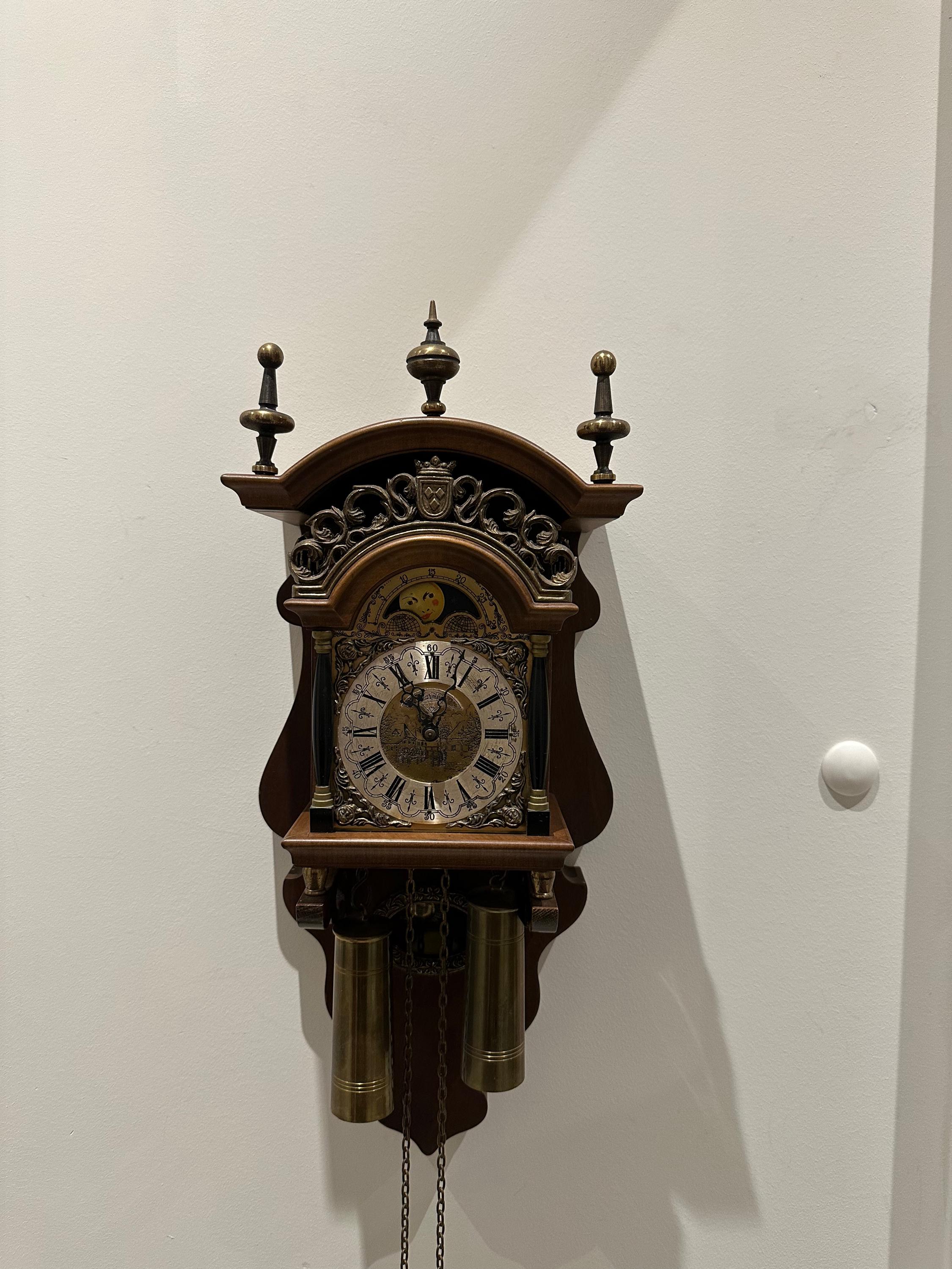 Vintage Warmink WUBA Dutch Wall Clock – Mechanical Weight Driven