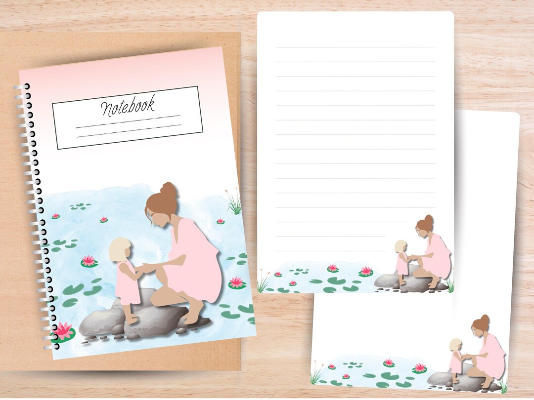 Mom Notebook Design Printable Notepad and Spiral Notebook Bundle, Motherhood Theme, Digital ...