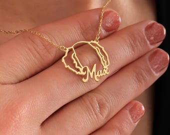 Collar personalizado con orejas de perro: joyería de plata de ley personalizada con nombre para tu mascota